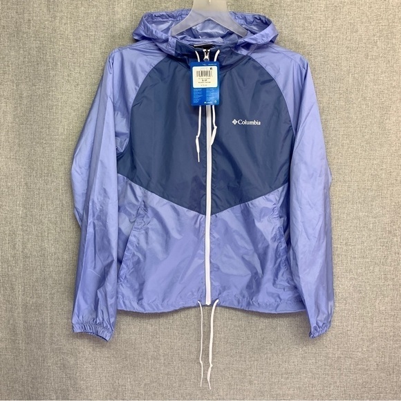 COLUMBIA May Valley Windbreaker Water Resistant Hooded Jacket SMALL Blue Purple - Picture 5 of 8